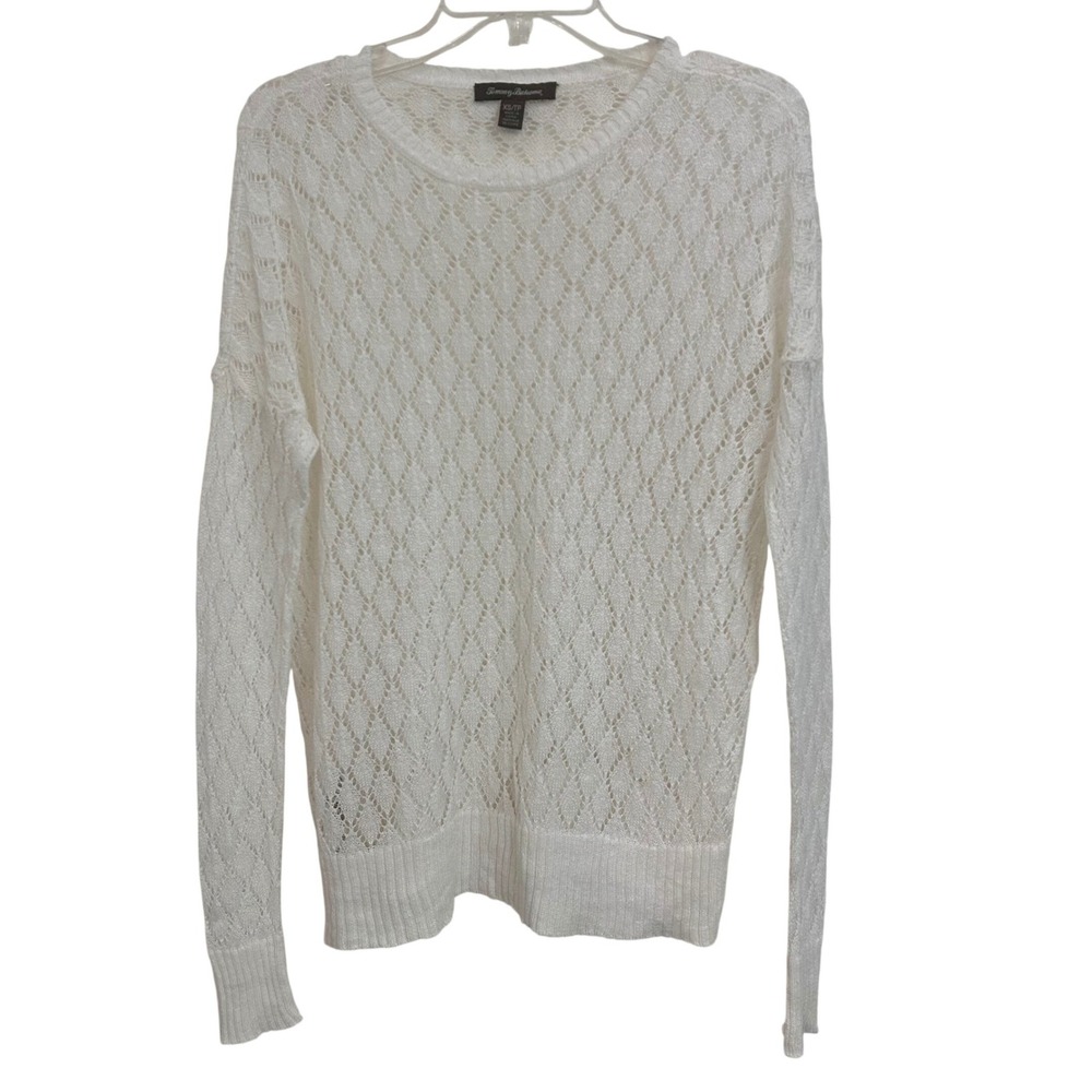 Tommy Bahama BOHO Fairy Open Knit Sweater XS TP NWOT Cream Lightweight Boat Neck